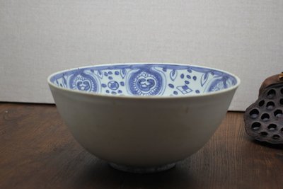 外甜白内青花一鹭莲科大碗