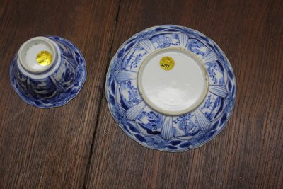 青花人物杯盘套