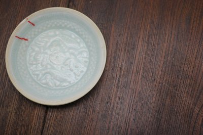 湖田双鱼影青釉盘